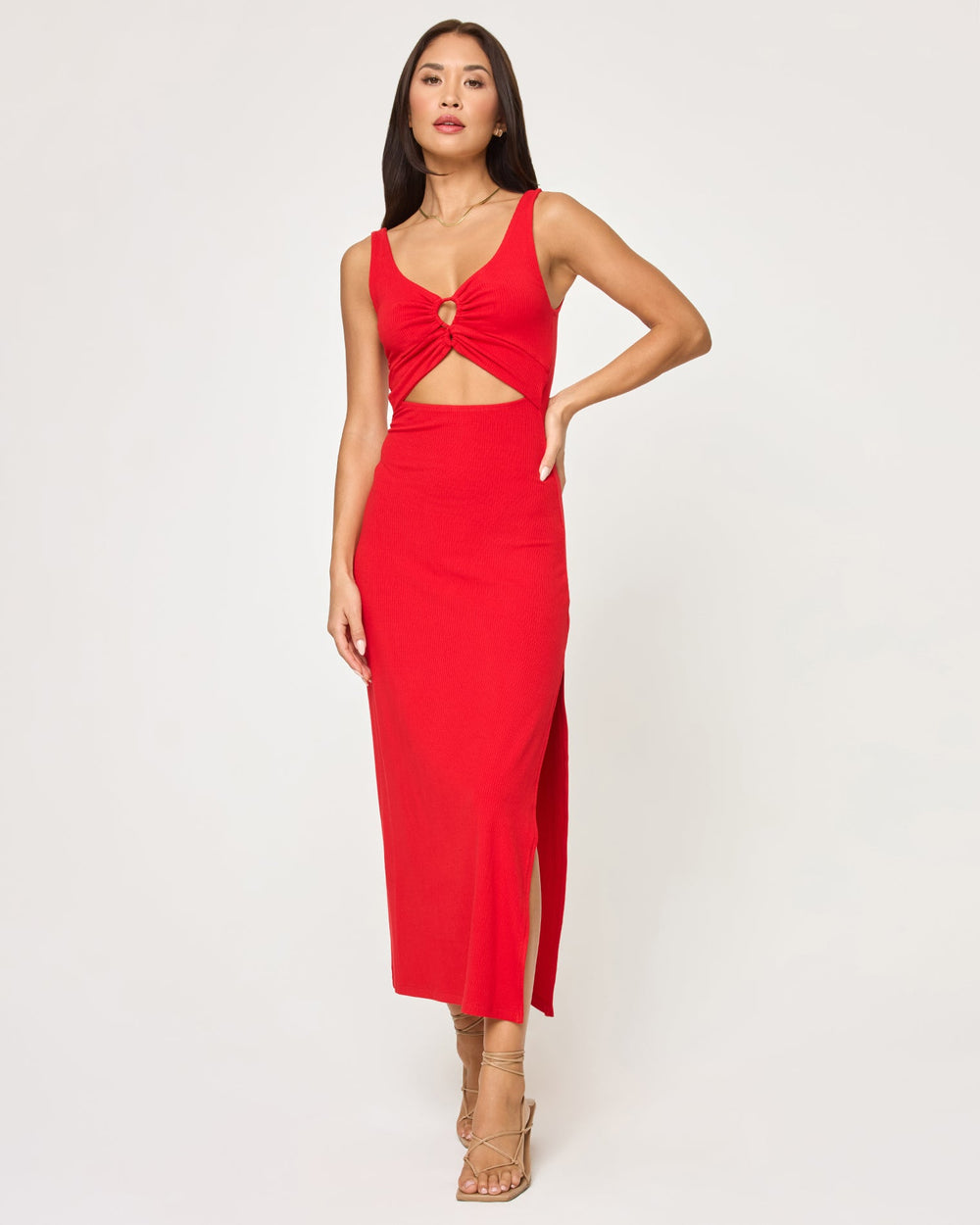 Red Sleeveless Midi Dress - LSPACE Camille Dress | LSPACE For Sale