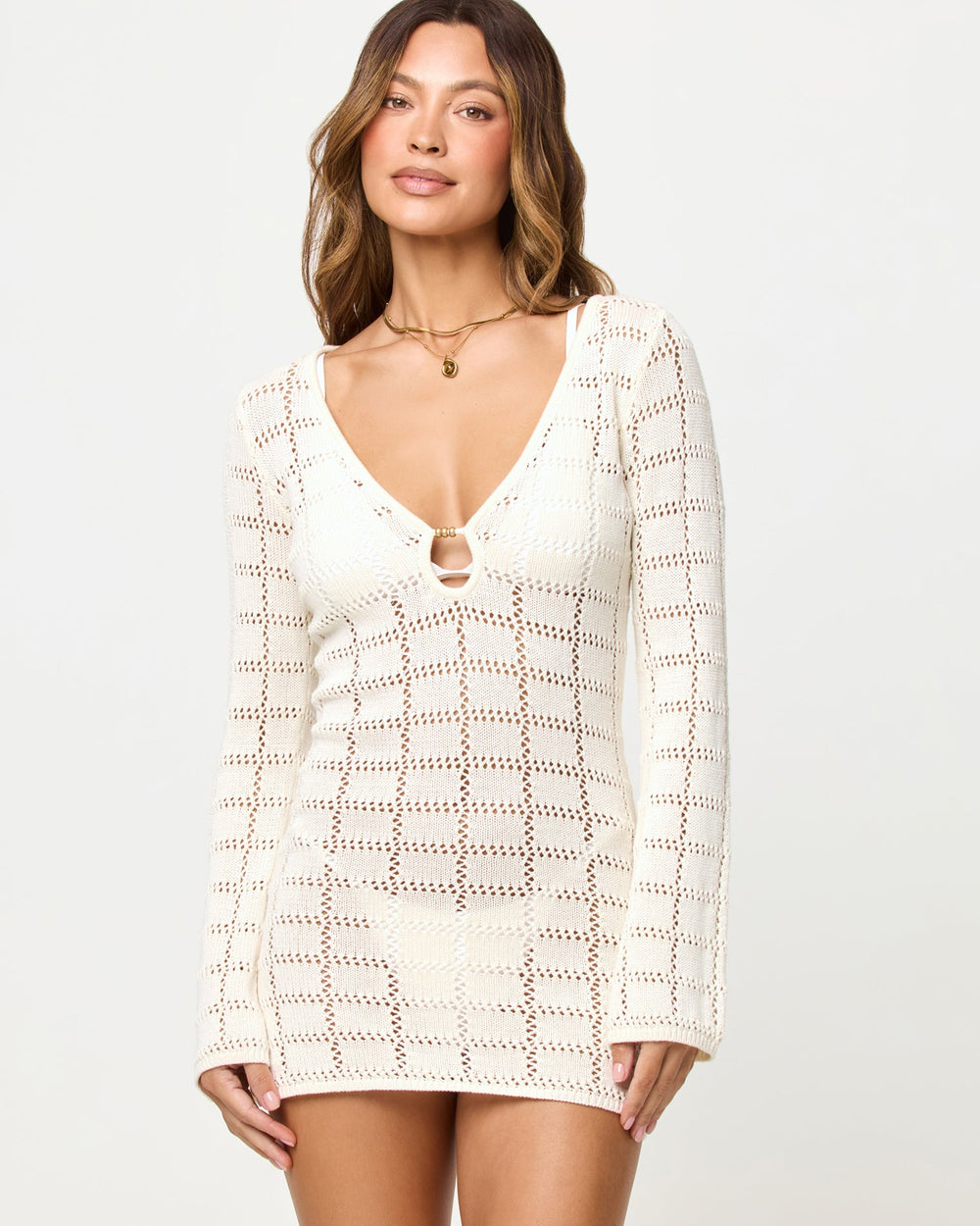 Cream Crochet Mini Dress - LSPACE Jessa Mini | LSPACE On Sale
