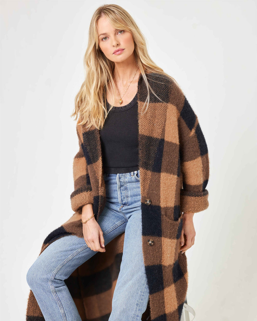 Ultra Soft Plaid Sweater Coat - LSPACE Harlow Jacket | LSPACE Outlet