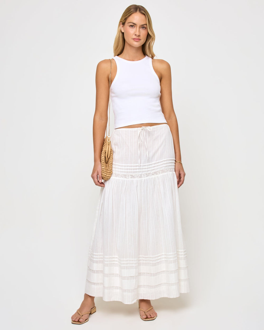 Reia White Midi Skirt - LSPACE | LSPACE On Sale