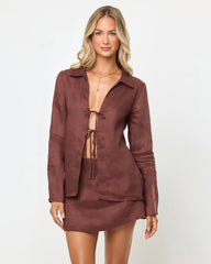 Brown Linen Mini Skort - LSPACE Venice | LSPACE Near Me