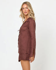 Brown Linen Mini Skort - LSPACE Venice | LSPACE Near Me