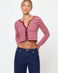 LSPACE Rosalie Cardigan - Strawberry Stripe | LSPACE Website Store