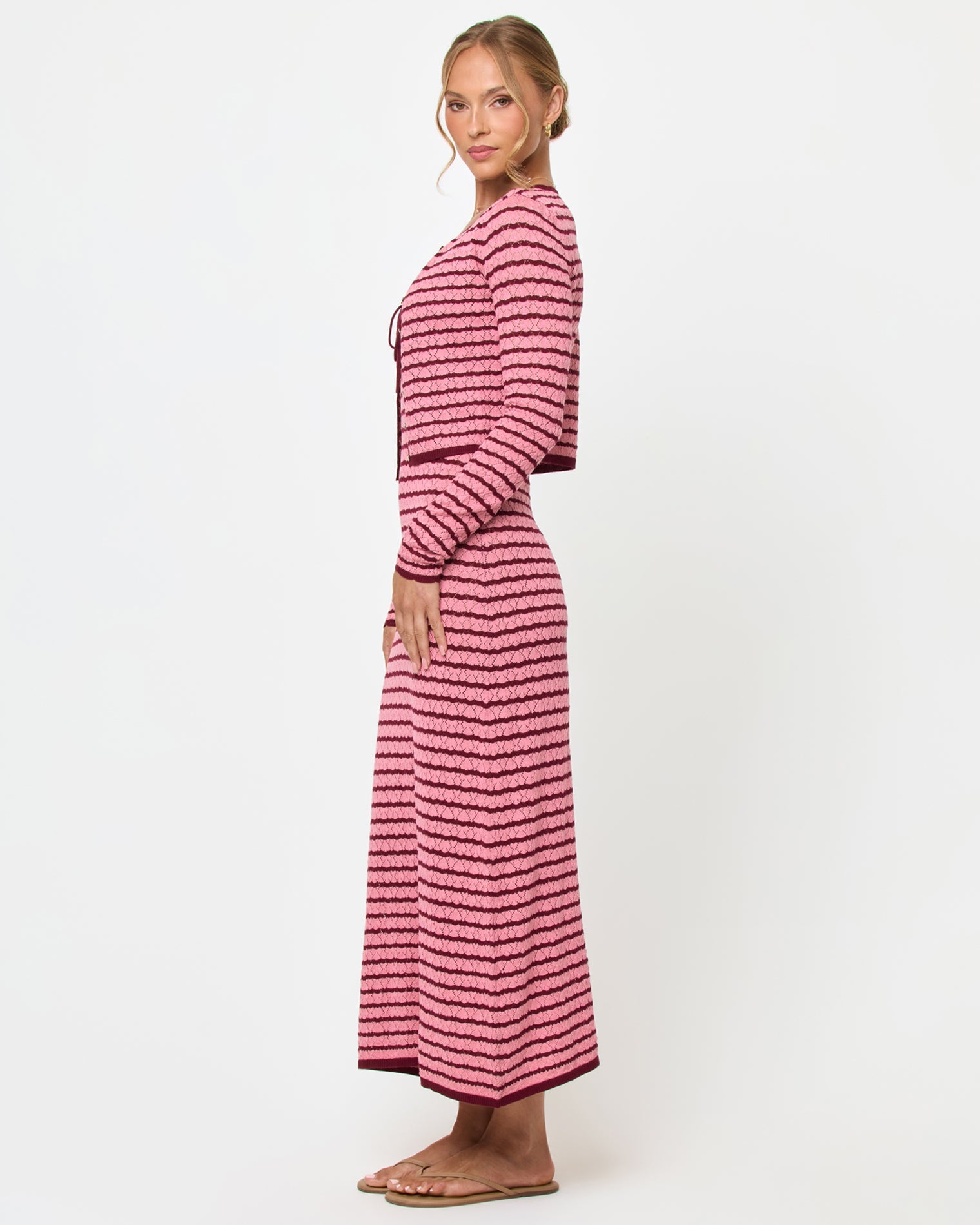 LSPACE Rosalie Cardigan - Strawberry Stripe | LSPACE Website Store