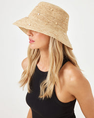 Raffia Bucket Hat with Shells & Pearls - LSPACE Carmel Island Hat | LSPACE US