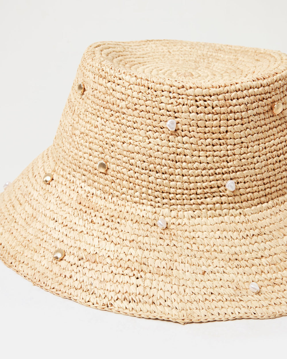 Raffia Bucket Hat with Shells & Pearls - LSPACE Carmel Island Hat | LSPACE US