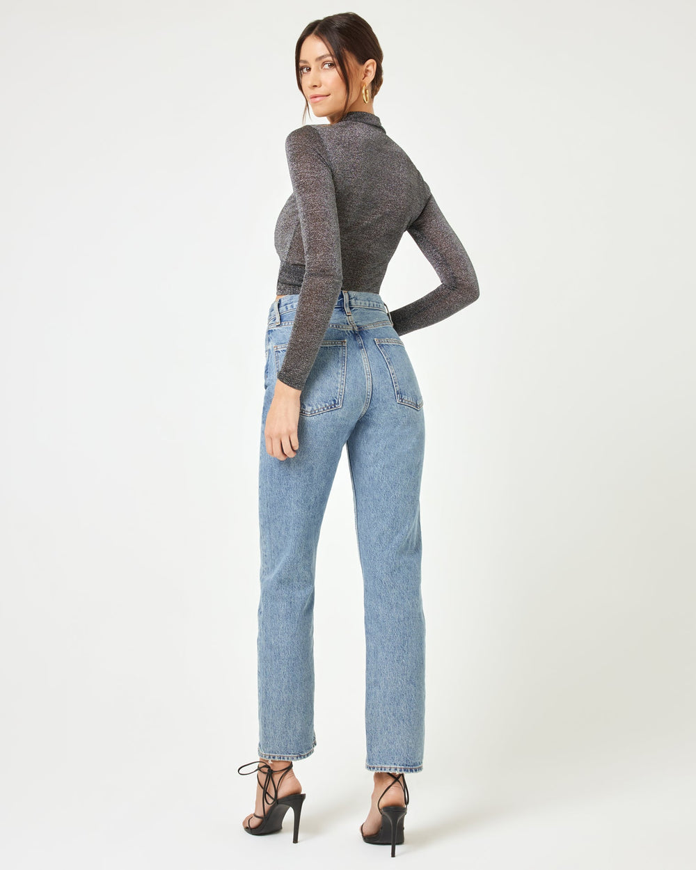 Shimmer Black Mesh Top - Long Sleeve - LSPACE | LSPACE Discount