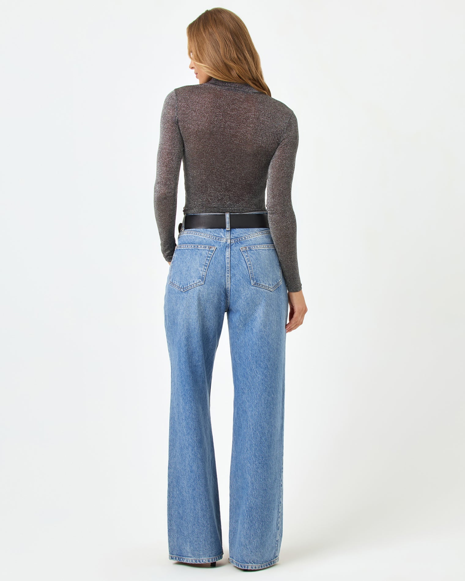 Shimmer Black Mesh Top - Long Sleeve - LSPACE | LSPACE Discount
