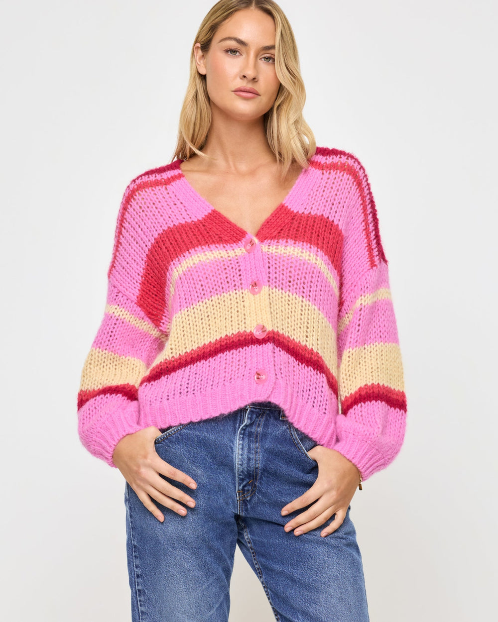 Womens Pink Knit Cardigan - LSPACE Lido Colorful Cardigan | LSPACE For Sale